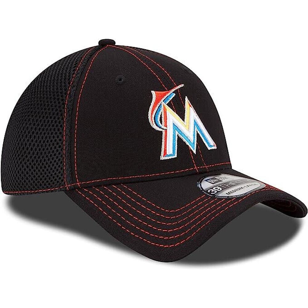 New Era Florida Miami Marlins‎ Neo MLB Black/Orange 39Thirty Hat Medium-Large